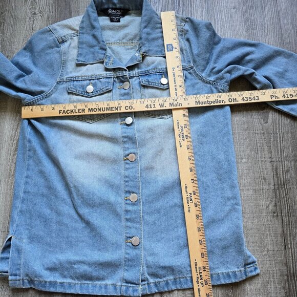 JouJou Jean Jacket Womens Size Extra Large Denim Button Front Pockets Faded Blue - Picture 9 of 16